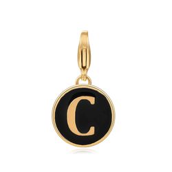 Colgante Acero Dorado Mujer 18mm CSL0001DOENC Enamel Negro Letra C