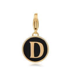 Colgante Acero Dorado Mujer 18mm CSL0001DOEND Enamel Negro Letra E
