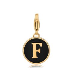 Colgante Acero Dorado Mujer 18mm CSL0001DOENF Enamel Negro Letra F