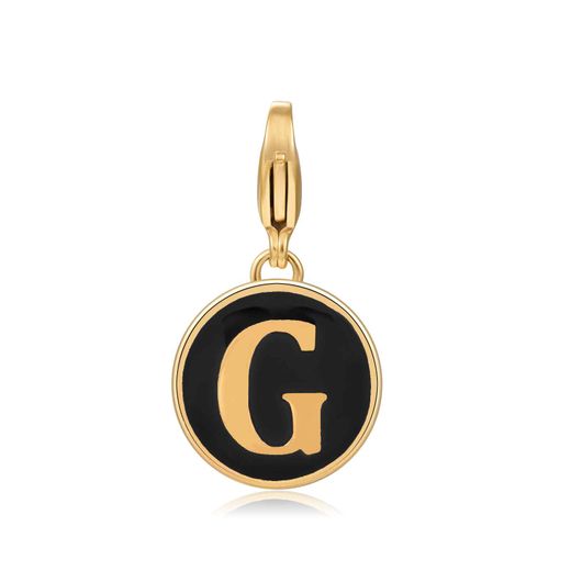 Colgante Acero Dorado Mujer 18mm CSL0001DOENG Letra G Enamel Negro
