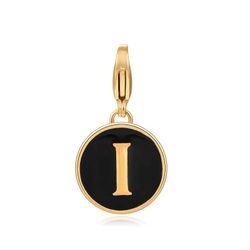 Colgante Acero Dorado Mujer 18mm CSL0001DOENI Enamel Negro Letra I
