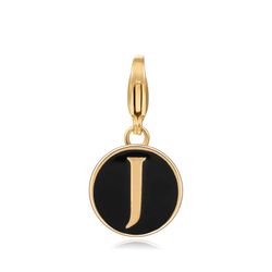 Colgante Acero Dorado Mujer 18mm CSL0001DOENJ Enamel Negro Letra J