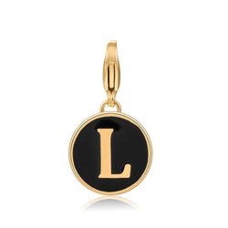 Colgante Acero Dorado Mujer 18mm CSL0001DOENL Enamel Negro Letra L