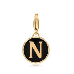 Colgante Acero Dorado Mujer 18mm CSL0001DOENN Enamel Negro Letra N