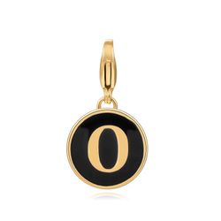 Colgante Acero Dorado Mujer 18mm CSL0001DOENO Enamel Negro Letra O