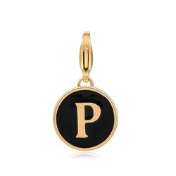 Colgante Acero Dorado Mujer 18mm CSL0001DOENP Enamel Negro Letra P