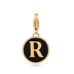Colgante Acero Dorado Mujer 18mm CSL0001DOENR Letra R Enamel Negro
