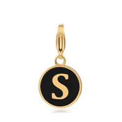 Colgante Acero Dorado Mujer 18mm CSL0001DOENS Enamel Negro Letra S