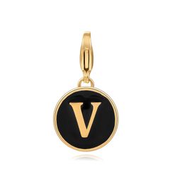 Colgante Acero Dorado Mujer 18mm CSL0001DOENV Enamel Negro Letra V