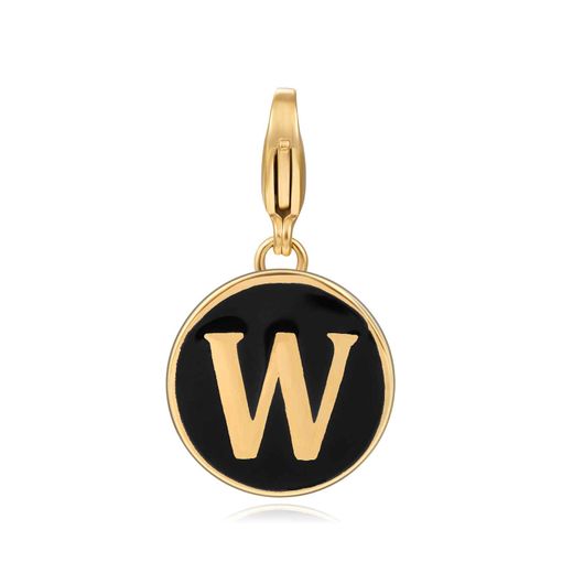 Colgante Acero Dorado Mujer 18mm CSL0001DOENW Letra W Enamel Negro