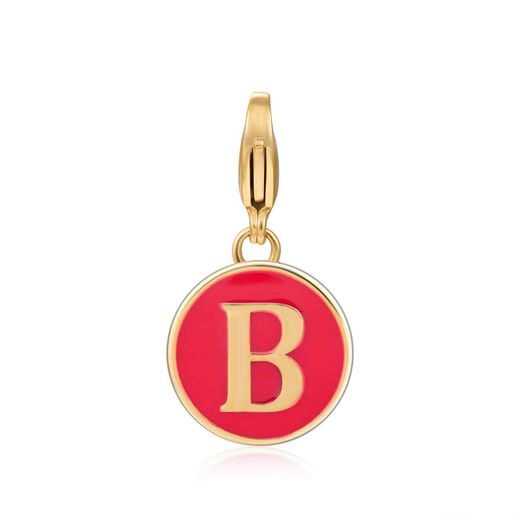 Colgante Acero Dorado Mujer 18mm CSL0001DOERB Letra B Enamel Rojo