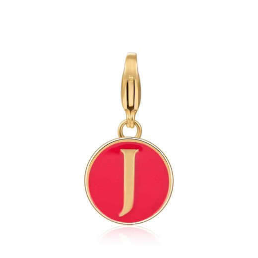 Colgante Acero Dorado Mujer 18mm CSL0001DOERJ Letra J Enamel Rojo