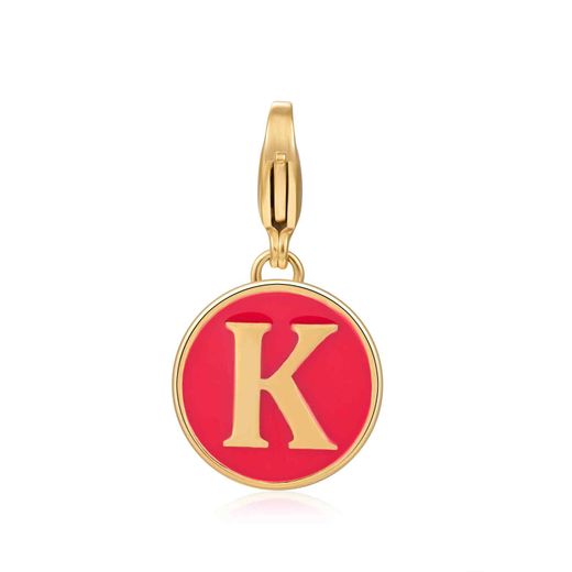 Colgante Acero Dorado Mujer 18mm CSL0001DOERK Enamel Rojo Letra K