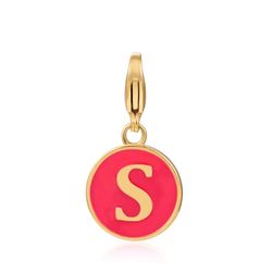 Colgante Acero Dorado Mujer 18mm CSL0001DOERS Enamel Rojo Letra S