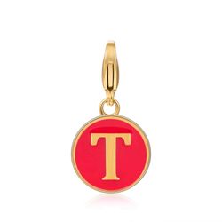 Colgante Acero Dorado Mujer 18mm CSL0001DOERT Enamel Rojo Letra T