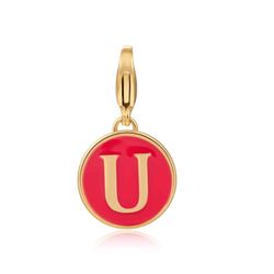 Colgante Acero Dorado Mujer 18mm CSL0001DOERU Enamel Rojo Letra U