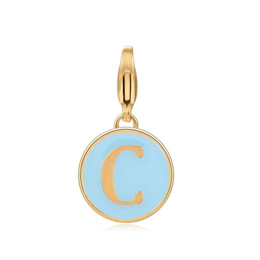 Colgante Acero Dorado Mujer 18mm CSL0001DOETC Letra C Enamel Azul