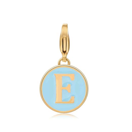 Colgante Acero Dorado Mujer 18mm CSL0001DOETE Letra E Enamel Azul