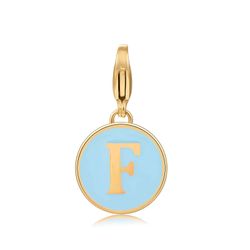 Colgante Acero Dorado Mujer 18mm CSL0001DOETF Enamel Turquesa Letra F