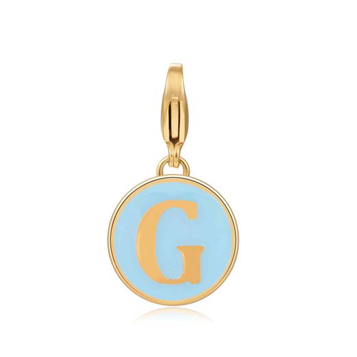 Colgante Acero Dorado Mujer 18mm CSL0001DOETG Enamel Turquesa Letra G.