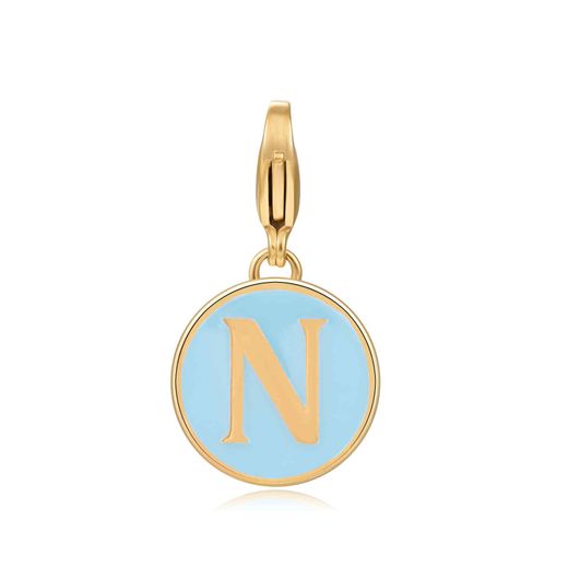 Colgante Acero Dorado Mujer 18mm CSL0001DOETN Enamel Turquesa Letra N