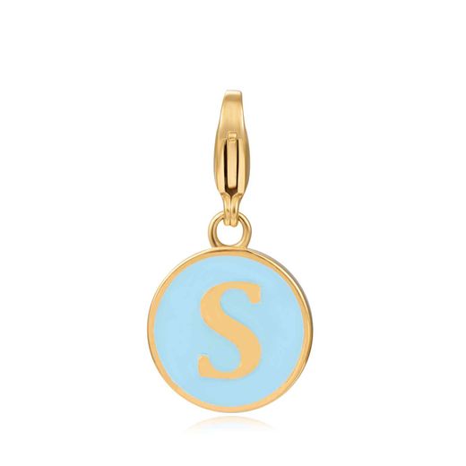 Colgante Acero Dorado Mujer 18mm CSL0001DOETS Letra S Enamel Azul