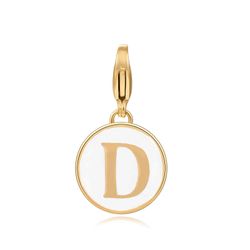 Colgante Acero Dorado Mujer 18mm CSL0001DOEWD Enamel Blanco Letra D