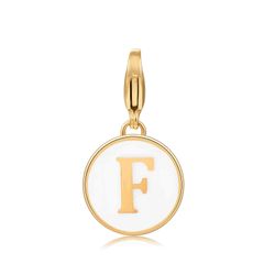 Colgante Acero Dorado Mujer 18mm CSL0001DOEWF Enamel Blanco Letra F