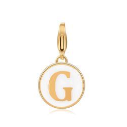 Colgante Acero Dorado Mujer 18mm CSL0001DOEWG Enamel Blanco Letra G