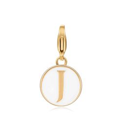 Colgante Acero Dorado Mujer 18mm CSL0001DOEWJ Enamel Blanco Letra J