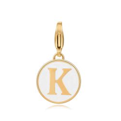 Colgante Acero Dorado Mujer 18mm CSL0001DOEWK Enamel Blanco Letra K