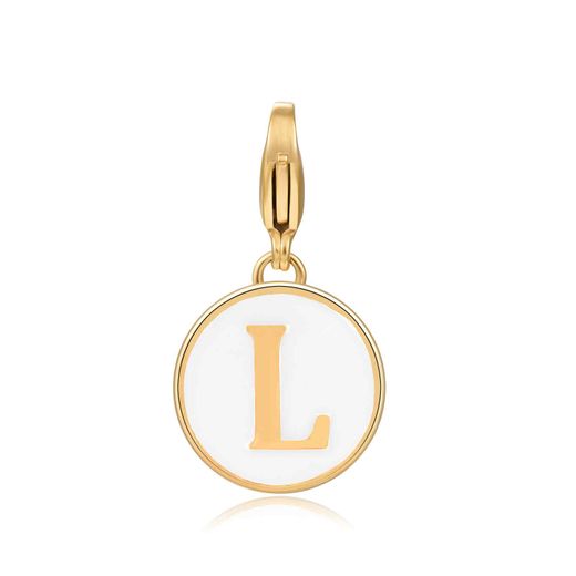 Colgante Acero Dorado Mujer 18mm CSL0001DOEWL Enamel Blanco Letra L