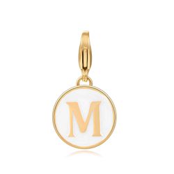 Colgante Acero Dorado Mujer 18mm CSL0001DOEWM Enamel Blanco Letra M