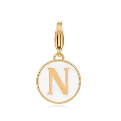Colgante Acero Dorado Mujer 18mm CSL0001DOEWN Enamel Blanco Letra N