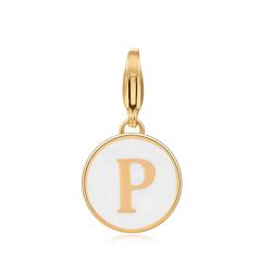Colgante Acero Dorado Mujer 18mm CSL0001DOEWP Enamel Blanco Letra P