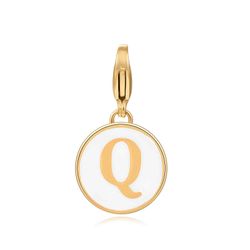 Colgante Acero Dorado Mujer 18mm CSL0001DOEWQ Enamel Blanco Letra Q