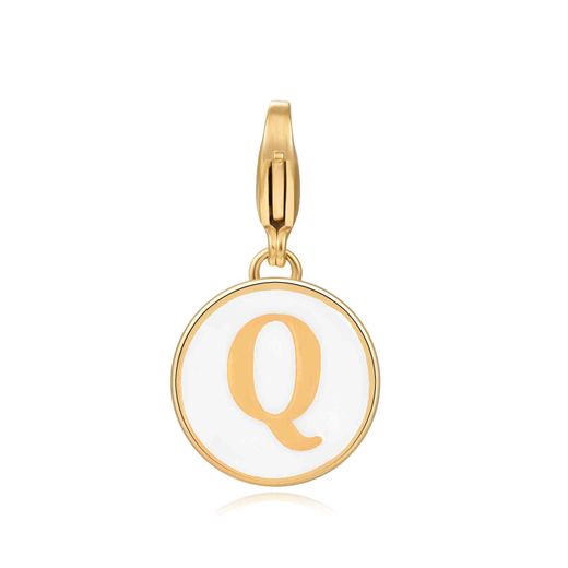Colgante Acero Dorado Mujer 18mm CSL0001DOEWQ Enamel Blanco Letra Q