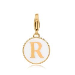 Colgante Acero Dorado Mujer 18mm CSL0001DOEWR Enamel Blanco Letra R