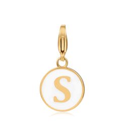 Colgante Acero Dorado Mujer 18mm CSL0001DOEWS Enamel Blanco Letra S