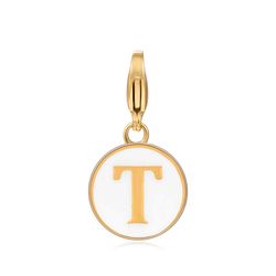 Colgante Acero Dorado Mujer 18mm CSL0001DOEWT Enamel Blanco Letra T