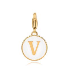 Colgante Acero Dorado Mujer 18mm CSL0001DOEWV Enamel Blanco Letra V