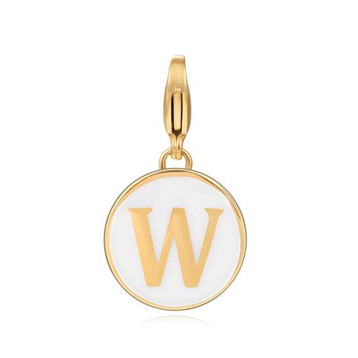 Colgante Acero Dorado Mujer 18mm CSL0001DOEWW Enamel Blanco Letra W