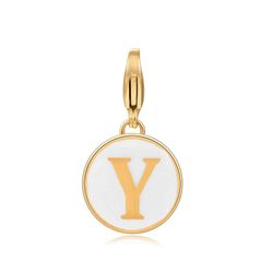 Colgante Acero Dorado Mujer 18mm CSL0001DOEWY Enamel Blanco Letra Y