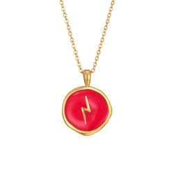Colgante Acero Dorado Mujer 37+6cm CAL0078DOER Rayo Enamel Rojo
