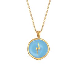 Colgante Acero Dorado Mujer 37+6cm CAL0078DOET Rayo Enamel Turquesa