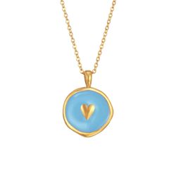 Colgante Acero Dorado Mujer 37+6cm CAL0080DOET Corazón Enamel Turquesa