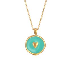 Colgante Acero Dorado Mujer 37+6cm CAL0080DOME Corazón Enamel Menta