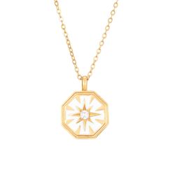 Colgante Acero Dorado Mujer 38+5cm CAZ0009DOEW Estrella Enamel Blanco