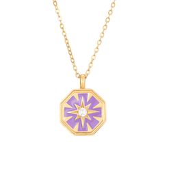 Colgante Acero Dorado Mujer 38+5cm CAZ0009DOLV Estrella Enamel Lavanda