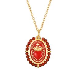 Colgante Acero Dorado Mujer CAS0059DOCO Corazón C. Piedras Minerales Cornalina